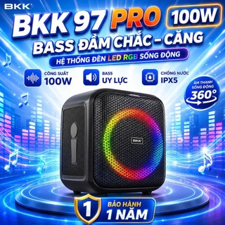 🔈 Loa Bluetooth Karaoke BKK B97PRO công suất đến 100W, BASS CĂNG SÂU led RGB, chỉnh được Bass Echo