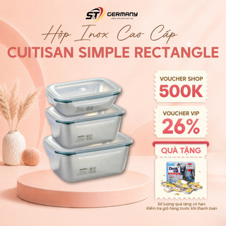 Hộp Inox Cao Cấp Cuitisan Simple Rectangle,nắp khóa 4 cạnh chắc chắn, an toàn trong lò vi sóng, không ám mùi GST HCM