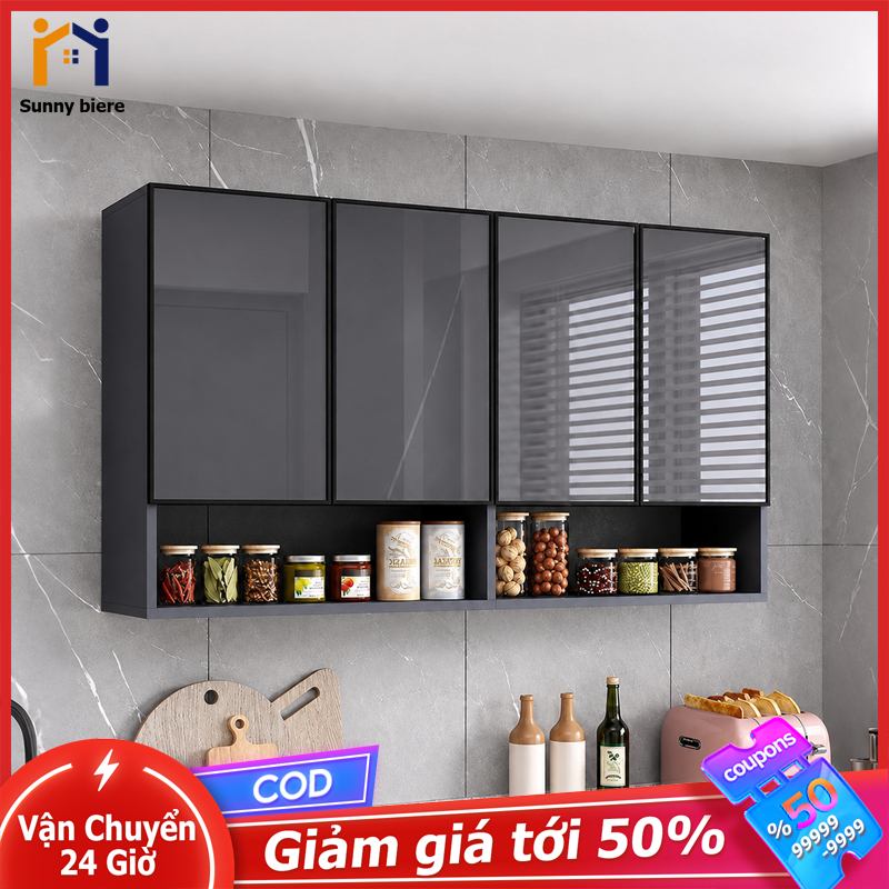 Tủ bếp treo tường nhôm hợp kim cánh kính Chống bụi gọn đẹp Tiết kiệm diện tích nhà nhỏ 𝙎𝙐𝙉𝙉𝙔 𝘽𝙄𝙀𝙍𝙀