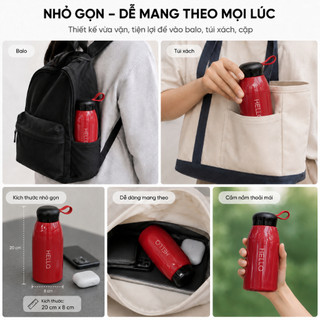 Bình giữ nhiệt Hello 520ml,  khắc nội dung theo yêu cầu, giữ nóng lạnh 12H, Inox 304 màu sắc nổi bật