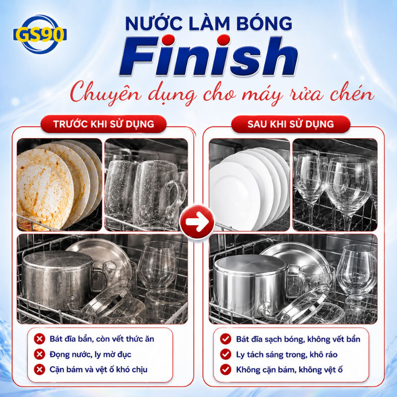 [TẶNG BÌNH GIỮ NHIỆT] Nước Làm Bóng Finish 800ml - Dùng Làm Bóng Cho Máy Rửa Bát - Hàng Nhập Khẩu Đức Chính Hãng