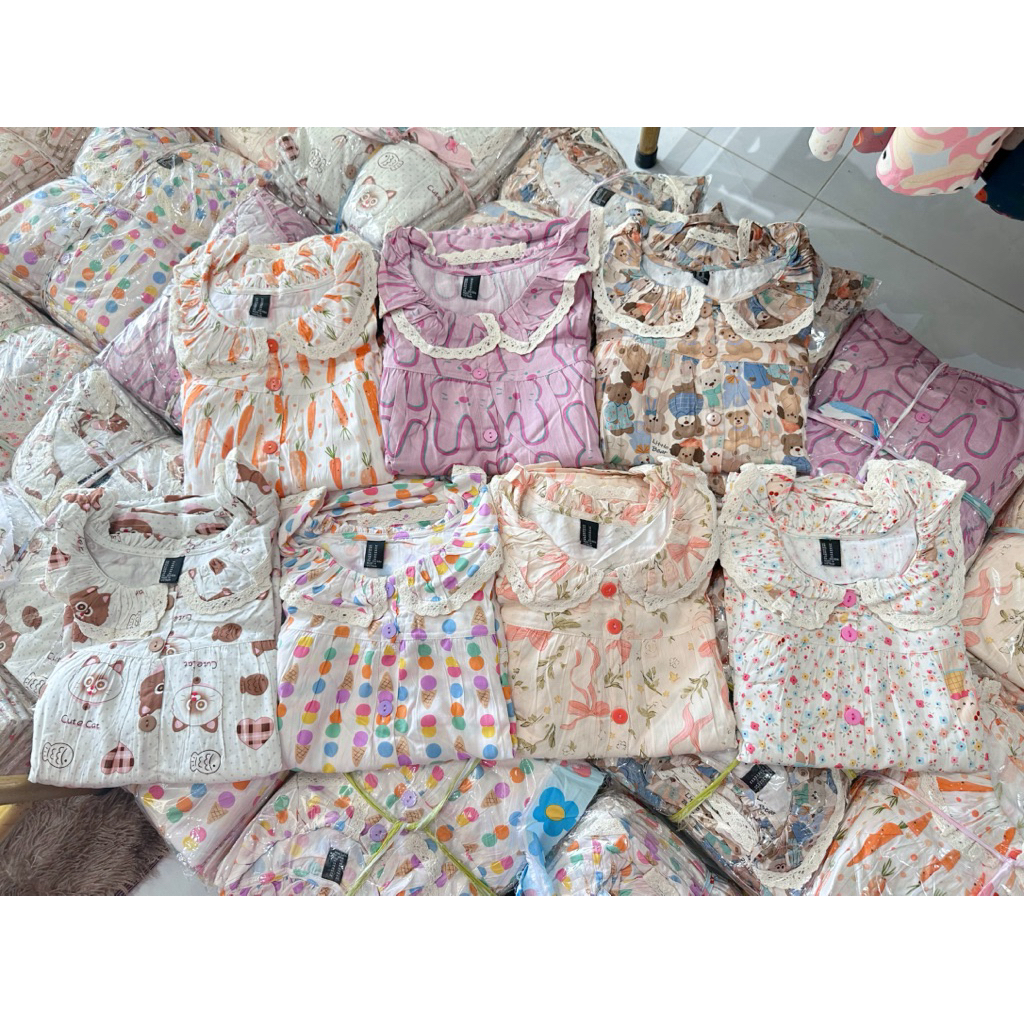 Bộ Tole Dài Cổ Nhũng Full Viền Ren 7 Màu Siêu Đẹp Đủ Size M - L - XL