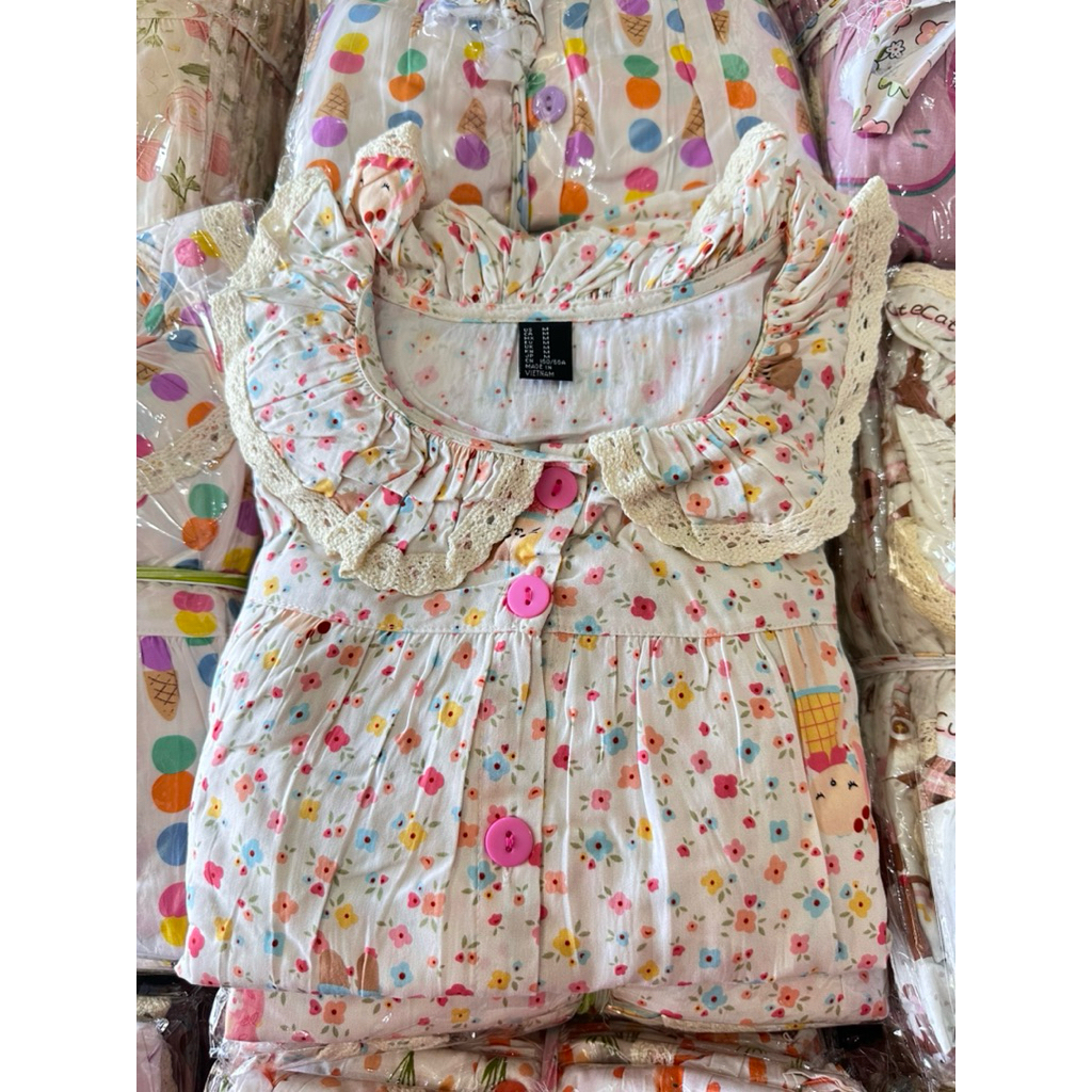 Bộ Tole Dài Cổ Nhũng Full Viền Ren 7 Màu Siêu Đẹp Đủ Size M - L - XL