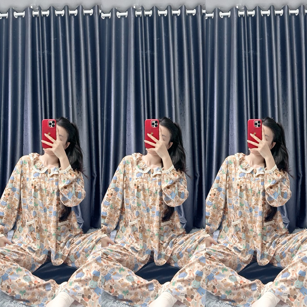 Bộ Tole Dài Cổ Nhũng Full Viền Ren 7 Màu Siêu Đẹp Đủ Size M - L - XL