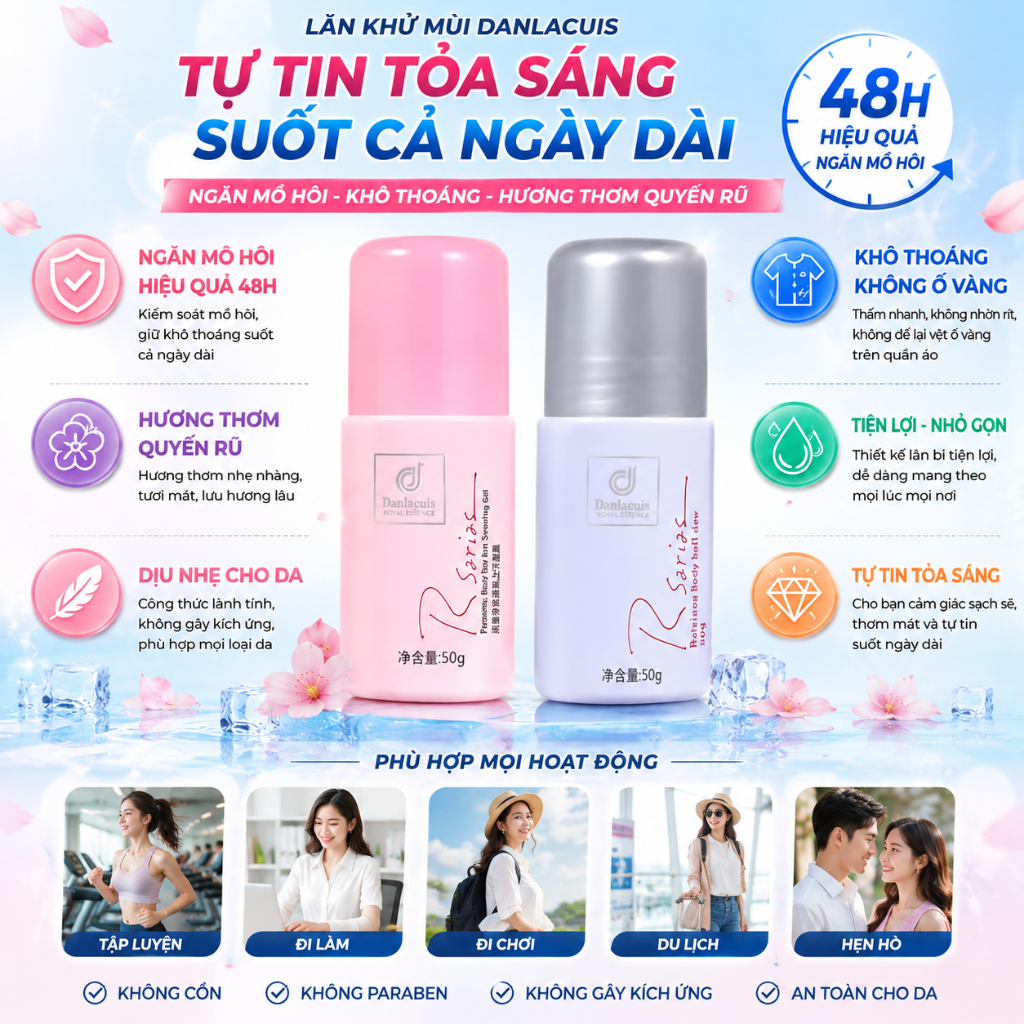 🌸 Rsarias Deodorant Gel – Hương Nước Hoa Cao Cấp, Khử Mùi Cơ Thể, Lưu Hương Dài Lâu