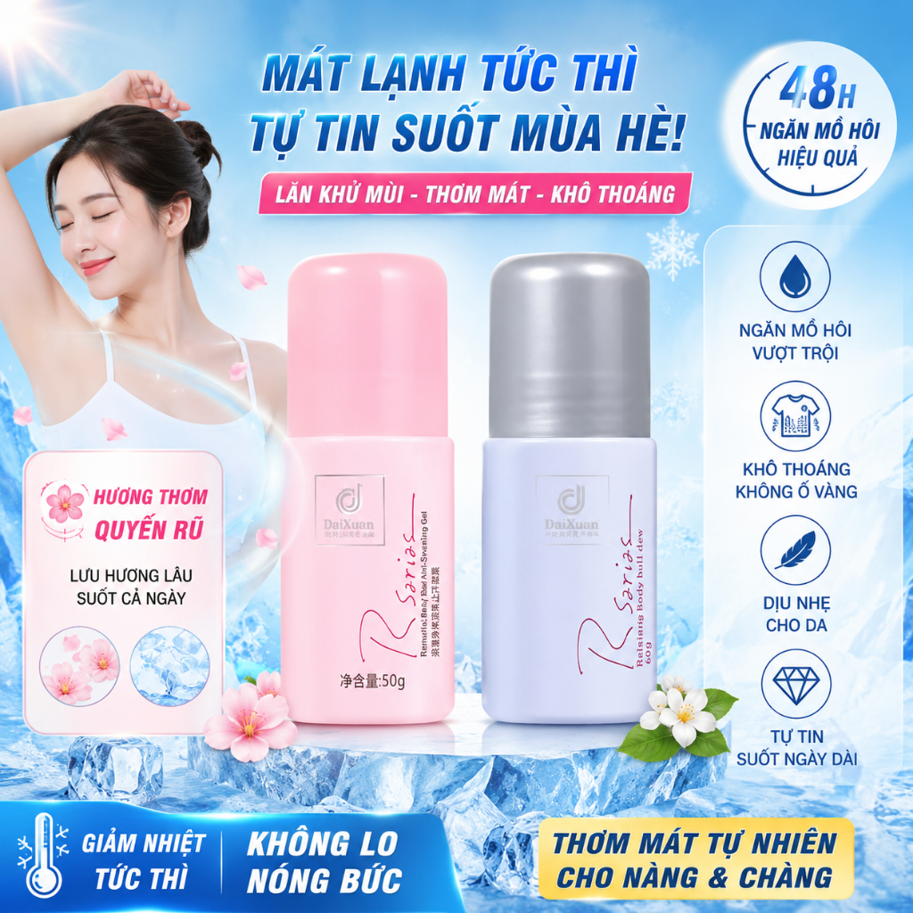 🌸 Rsarias Deodorant Gel – Hương Nước Hoa Cao Cấp, Khử Mùi Cơ Thể, Lưu Hương Dài Lâu