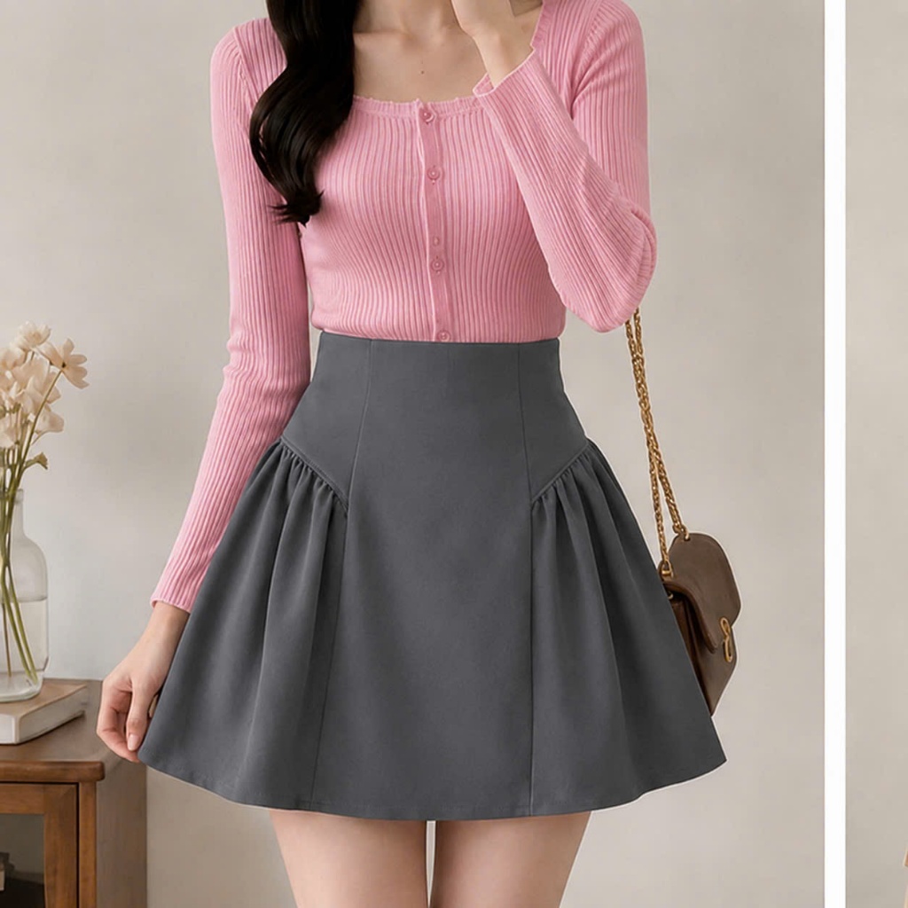 Chân Váy Lưng Cao Dáng Xòe Bigisize Nữ Có Lót Trong Dây Kéo Giọt Lệ Chất Vải Tây Mềm Mại Đứng Phom CV401