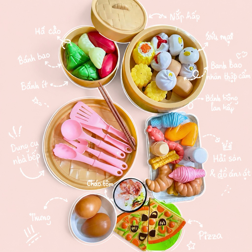 Bộ Đồ Chơi Nấu Ăn Cho Bé Kitchen Dụng Cụ Nhà Bếp Cho Bé 3+ cực nhiều chi tiết, mô hình giống thật