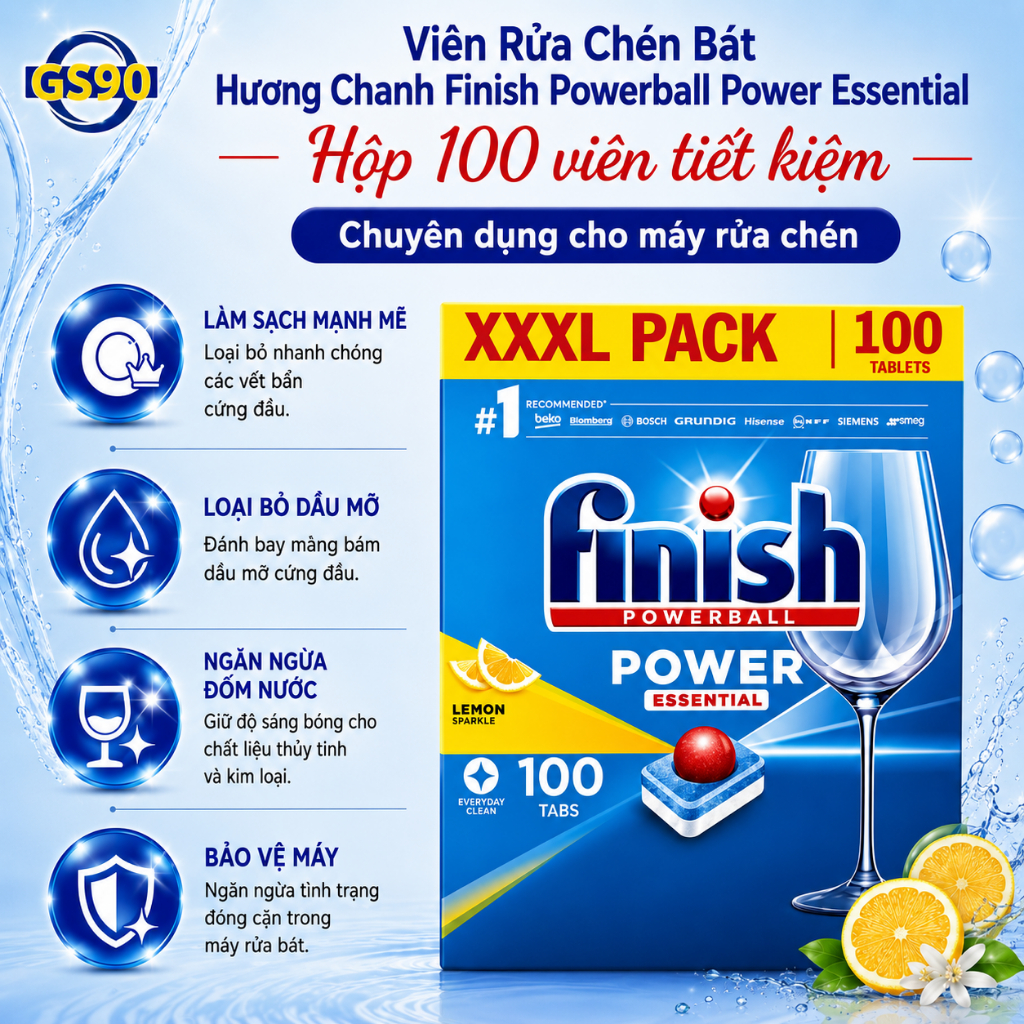 [TẶNG BÌNH GIỮ NHIỆT] Bộ Sản Phẩm Finish Muối Rửa Bát, Nước Làm Bóng, Viên Rửa Và Dung Dịch Vệ Sinh Máy Nhập Khẩu Đức