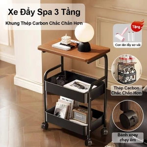 xe đẩy spa 3 tầng có bánh xe di động, phòng ngủ thích hợp để lưu trữ đồ đạc.