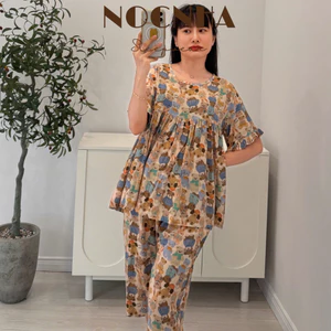 Bộ tole lửng babydoll, FORM RỘNG hàng thiết kế bèo 2 lớp - Nocnhamacdobo