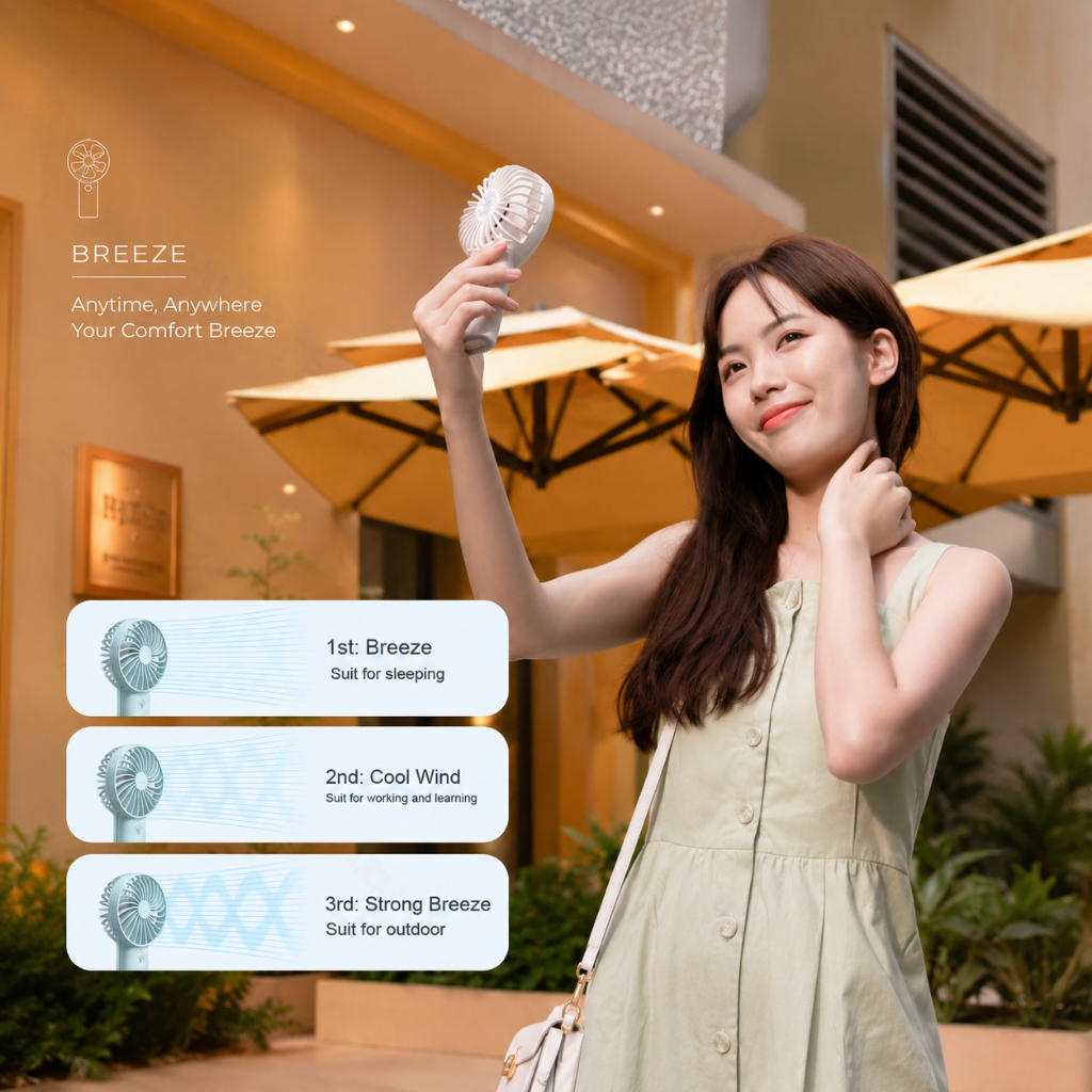 Quạt Tích Điện Cầm Tay Pin Trâu 32h Sử Dụng Yoobao F3 Với 3 Tốc Độ Gió Có Đèn Báo Pin Thiết Kế Nhỏ Ngọn - TopLink