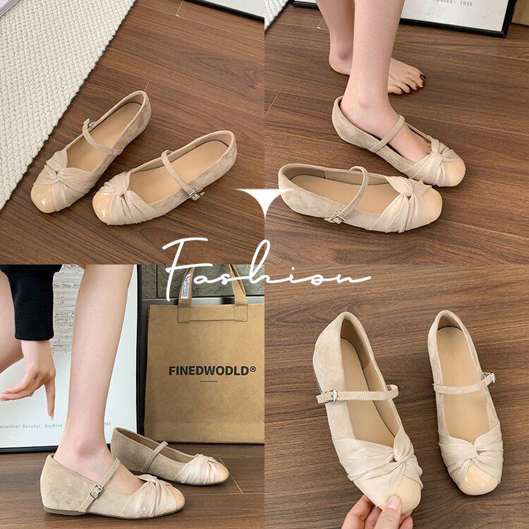 QUÀ TẶNG 01 BỜM TÓC --------------------Giày Búp Bê Nữ Độn Đế Trong 2,5cm Mary Jane Phối Nơ Thanh Lịch Tôn Dáng Êm Chân