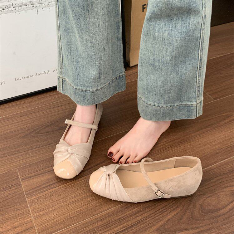 QUÀ TẶNG 01 BỜM TÓC --------------------Giày Búp Bê Nữ Độn Đế Trong 2,5cm Mary Jane Phối Nơ Thanh Lịch Tôn Dáng Êm Chân