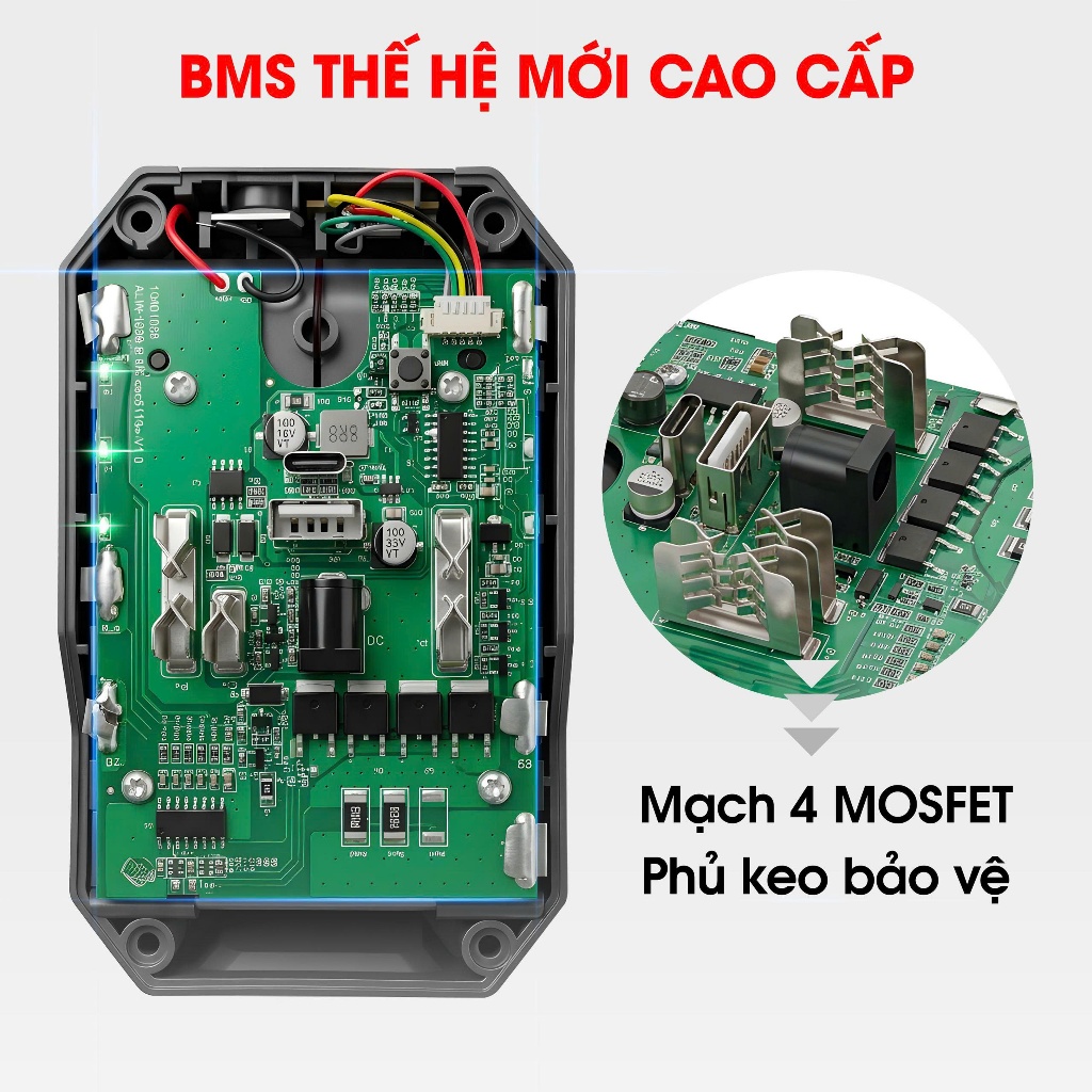 Combo pin sạc WORKFIX WF-CB6020UTL 20 CELL - 6Ah - USB/TYPE C/LED + Sạc 2A Dùng cho máy khoan, bulong, vặn vít