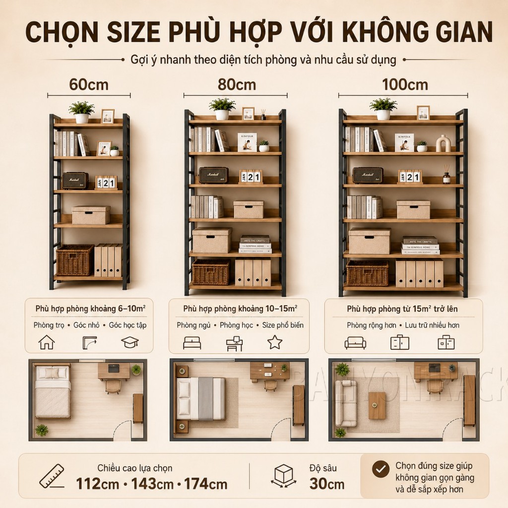 Bali Kệ Sách Sàn Đa Năng Khung Sắt Gỗ MDF Chịu Lực Nhiều Tầng Lắp Ghép Dễ Cho Phòng Khách Văn Phòng | BigBuy360 - bigbuy360.vn