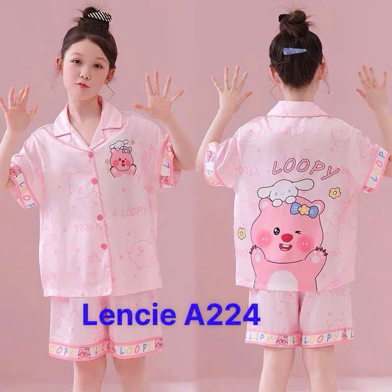 Bộ đồ ngủ cho bé gái, đồ ngủ pijama đáng yêu, xinh xắn chất lụa Latin mềm, mặc mát