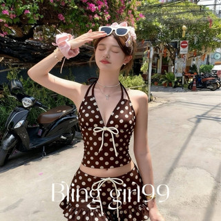 [ẢNH THẬT] Bikini/Tankini Chấm Bi Hàn Quốc Kèm Chân Váy Bèo Che Bụng Tôn Dáng