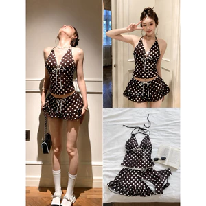 Bikini/Tankini Chấm Bi Hàn Quốc Kèm Chân Váy Bèo Che Bụng Tôn Dáng