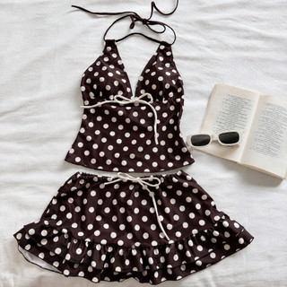 [ẢNH THẬT] Bikini/Tankini Chấm Bi Hàn Quốc Kèm Chân Váy Bèo Che Bụng Tôn Dáng