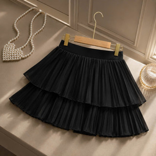 Chân váy bigsize xếp ly hai tầng dễ thương dáng xòe lưng cao cạp chun cơ giãn tốt chất vải cotton CVDL
