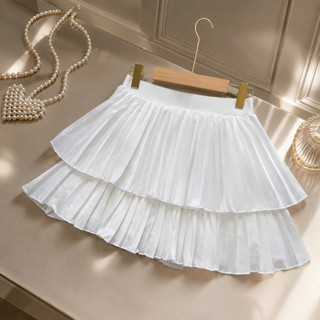 Chân váy bigsize xếp ly hai tầng dễ thương dáng xòe lưng cao cạp chun cơ giãn tốt chất vải cotton CVDL