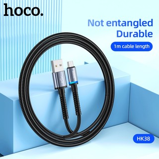 Cáp sạc nhanh báo đèn Hoco HK38 cổng MicroUSB, max 3A, dài 1M