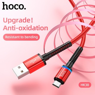 Cáp sạc nhanh báo đèn Hoco HK38 cổng MicroUSB, max 3A, dài 1M