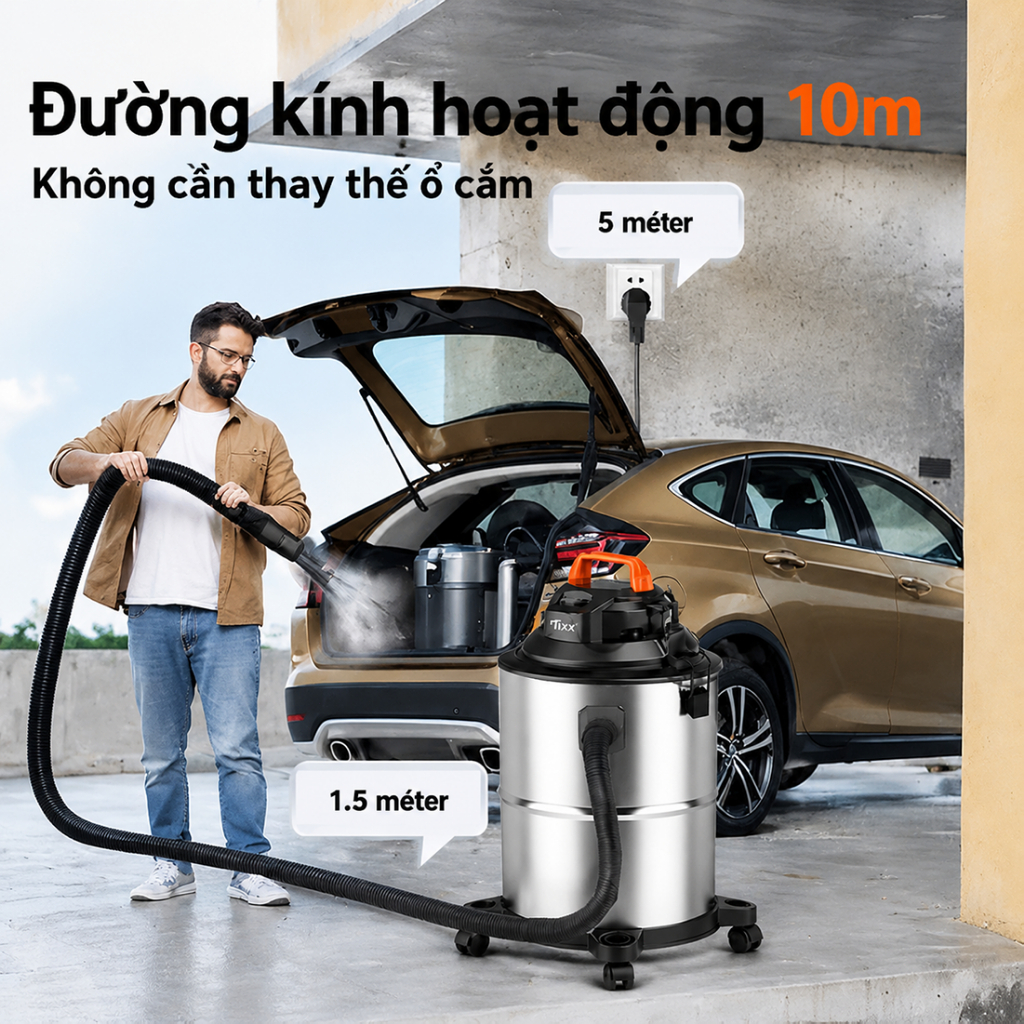 Tixx máy hút bụi 35L Máy hút bụi gia đình 1000W 50dB Máy hút bụi đa năng