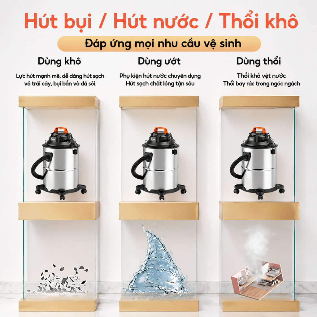 Tixx máy hút bụi 35L Máy hút bụi gia đình 1000W 50dB Máy hút bụi đa năng