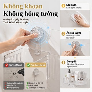 ZiinLife Kệ Đa Năng Treo Tường Không Cần Khoan- Để Dầu Gội, Sữa Tắm. Có Lỗ Thoát Nước, Siêu Chắc Chắn