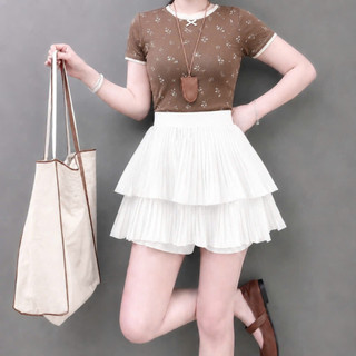 Chân váy bigsize xếp ly hai tầng dễ thương dáng xòe lưng cao cạp chun cơ giãn tốt chất vải cotton CVDL
