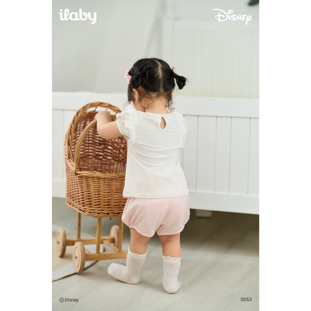 [IBABY 6M-4Y] Set bộ bé gái áo tay bèo họa tiết Piglet phối quần short dễ thương [0053]