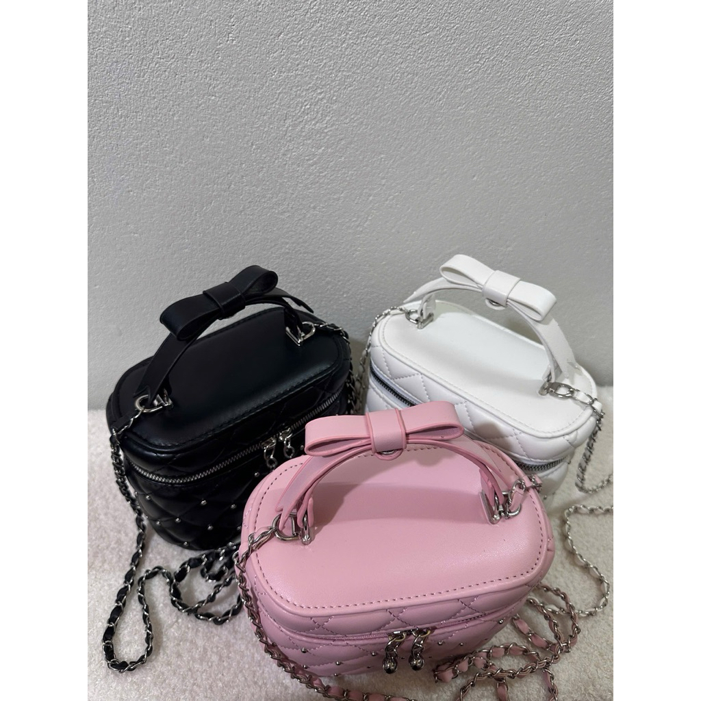 (Full-Box) Túi cốp quai nơ đính đinh size 18cm vừa đt siêu xinh