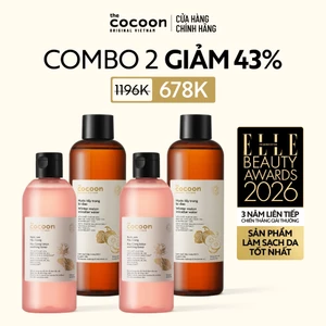 Combo 2 Nước cân bằng sen Hậu Giang (toner) 310ml & 2 Nước tẩy trang bí đao 500ml Cocoon