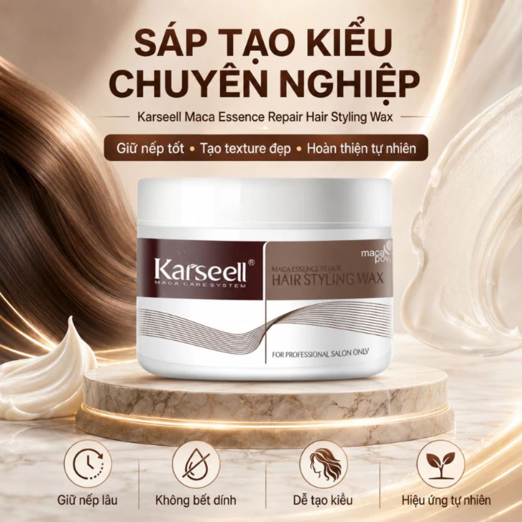 Wax Vuốt Tóc KARSEELL 100g | Tạo Kiểu Nam, Giữ Form Tóc Tự Nhiên, Dễ Gội Rửa