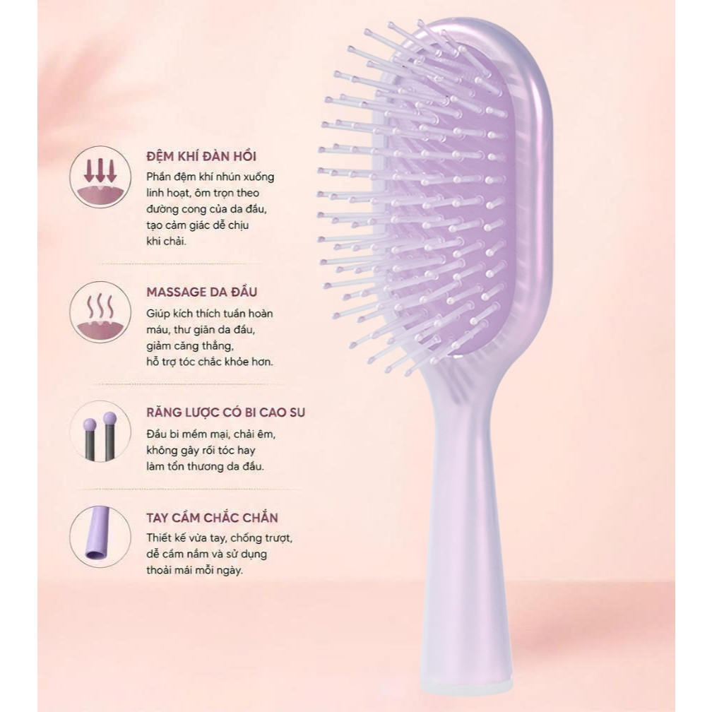 Miniso Lược Đệm Khí Massage Da Đầu Giảm Rụng Tóc Kích Thích Tuần Hoàn Máu Thư Giãn Đàn Hồi Chân Ái