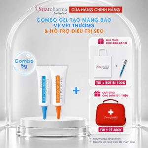 Combo Gel Silicone ngăn ngừa sẹo xấu Strataderm và Gel bảo vệ, làm lành vết thương hở Stratamed