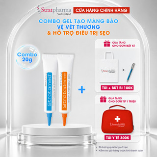 Combo Gel Silicone ngăn ngừa sẹo xấu Strataderm 20g và bảo vệ, làm lành vết thương hở Stratamed 20g