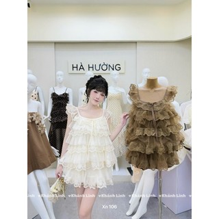 Siêu phẩm lưới phối ren set xinh đẹp 2 màu nâu kem nhẹ nhàng tôn da trắng dáng xinh tiểu thư sang xịn - Baotrang.clothes