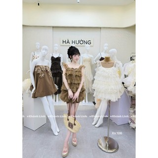 Siêu phẩm lưới phối ren set xinh đẹp 2 màu nâu kem nhẹ nhàng tôn da trắng dáng xinh tiểu thư sang xịn - Baotrang.clothes