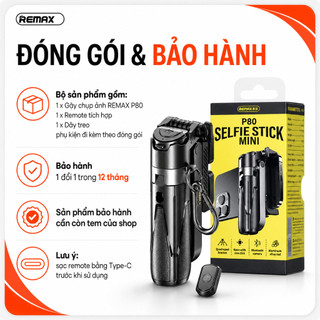 REMAX P80 Gậy Chụp Ảnh Mini 360° Kèm Remote Sạc Type-C Giá Đỡ Để Bàn