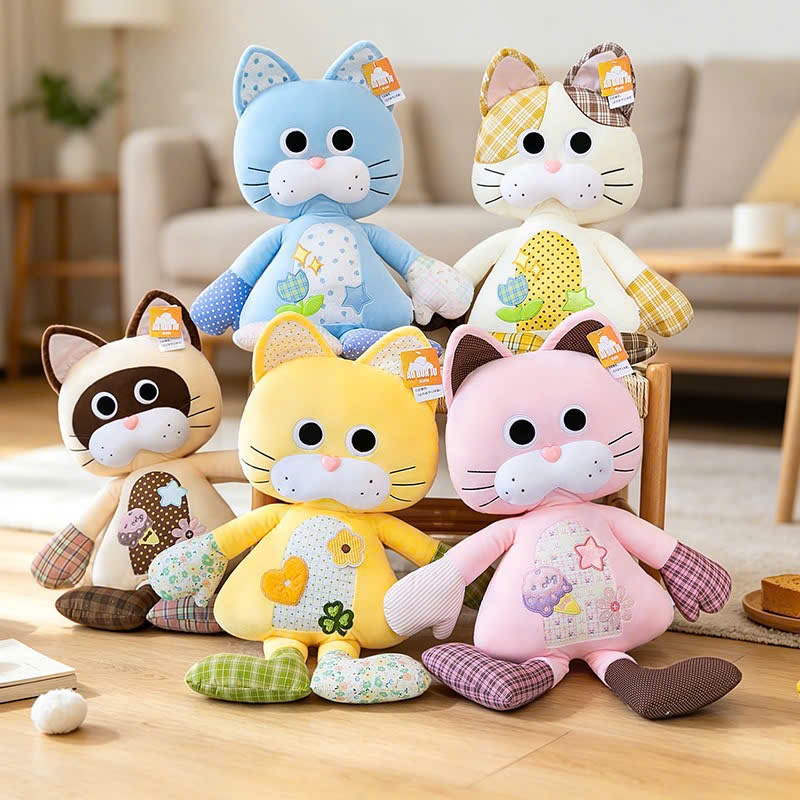 Gấu Bông Mèo Vải Hình Hoạt Bụng Thêu Họa Tiết Độc Đáo, Gối Ôm Mèo Bông Dễ Thương Nhiều Màu Sắc Quà Tặng Cho Bé,Bạn Gái