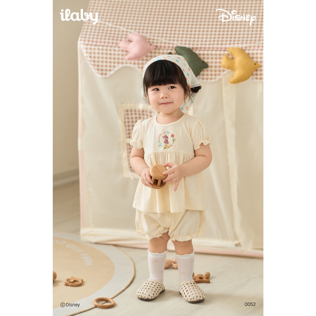 [IBABY 6M-4Y] Bộ đồ bé gái thiết kế Disney Winnie the Pooh áo xòe phối quần chũm dễ thương [0052]