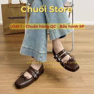 Giày bệt nữ da PU tổng hợp dệt vải đế cao su xinh xắn dễ thương phong cách nhẹ nhàng nữ tính