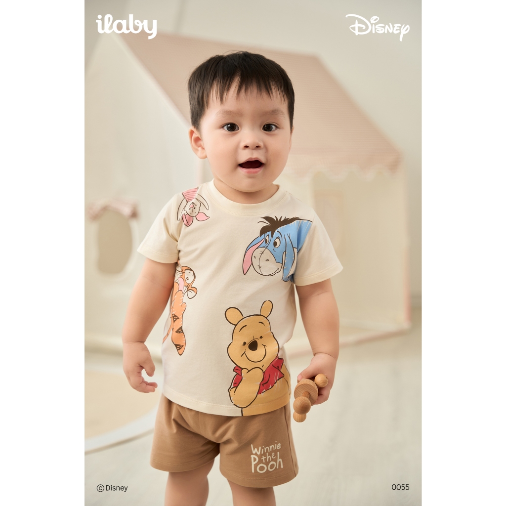 [IBABY 6M-4Y] Bộ quần áo cộc tay cho bé họa tiết Disney Winnie the Pooh chất cotton mềm mát [0055]