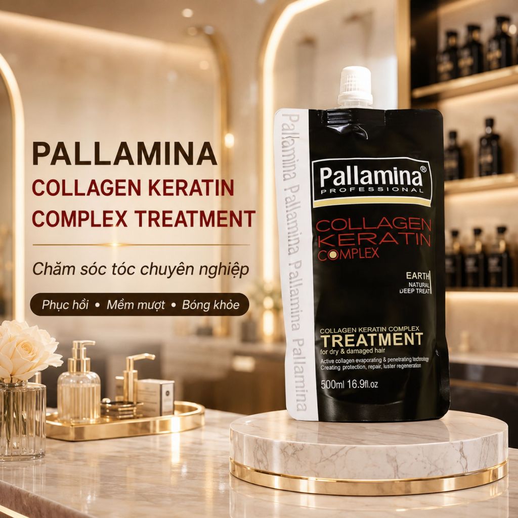 Kem Ủ Tóc Pallamina Collagen Keratin 500ml | Dưỡng Ẩm Tóc Khô Xơ, Mềm Mượt Chuẩn Salon