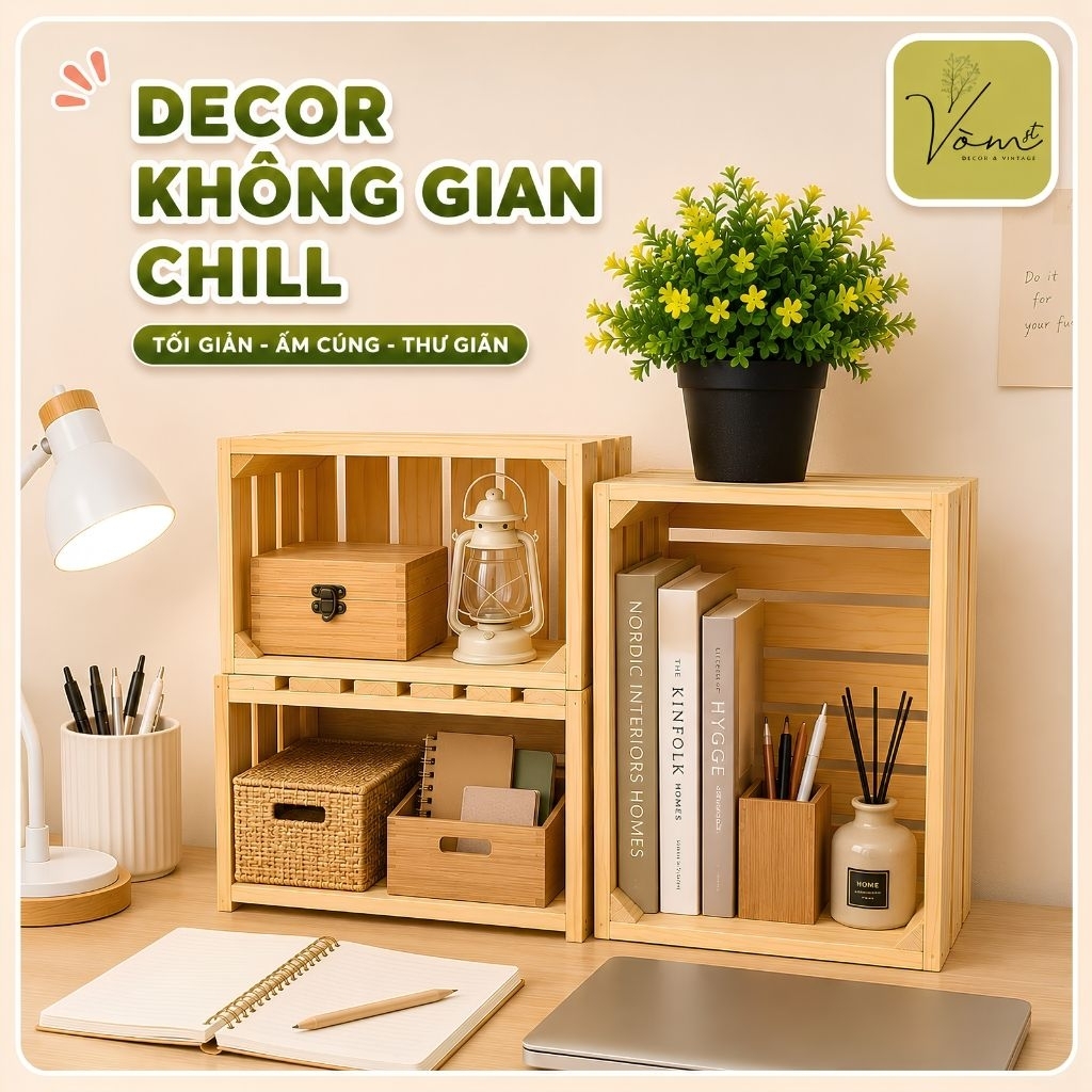 Vòm Decor – Hộp Gỗ Pallet Đa Năng Gỗ Thông Mỹ Tự Nhiên Nhiều Kích Thước, Đựng Mỹ Phẩm, Đựng Sách, Lưu Trữ & Trang Trí