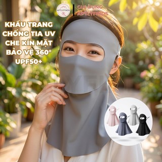 Khẩu Trang Che Kín Mặt 360 Độ Chống Tia UV UPF50+ APTLYFINDS Vải Lụa Băng, Chống Nắng Toàn Diện