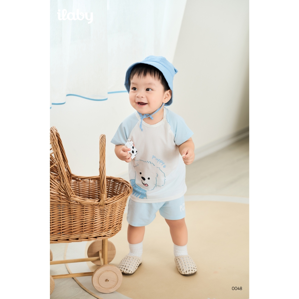 [IBABY 6M-4Y] Bộ quần áo cộc tay cho bé hình cún Puppy đáng yêu, chất cotton mềm mịn thoáng mát [0048]